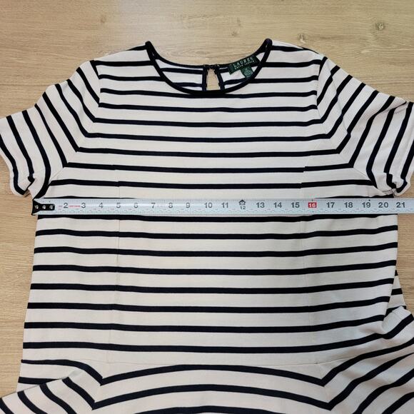 Ralph Lauren LRL Plus Size 1X Top Striped Nautical Peplum Hem Coastal Preppy - Picture 7 of 7